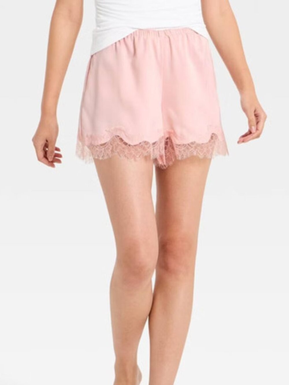 Pink Lace Trim Pull On Lounge Shorts Boxer Style NWT Size Small